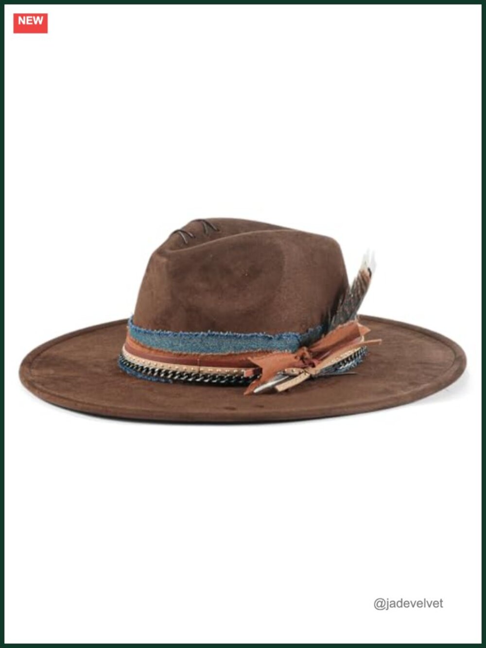 Wide Brim Fedora Hat Handmade Felt Boho Western Dress M-L